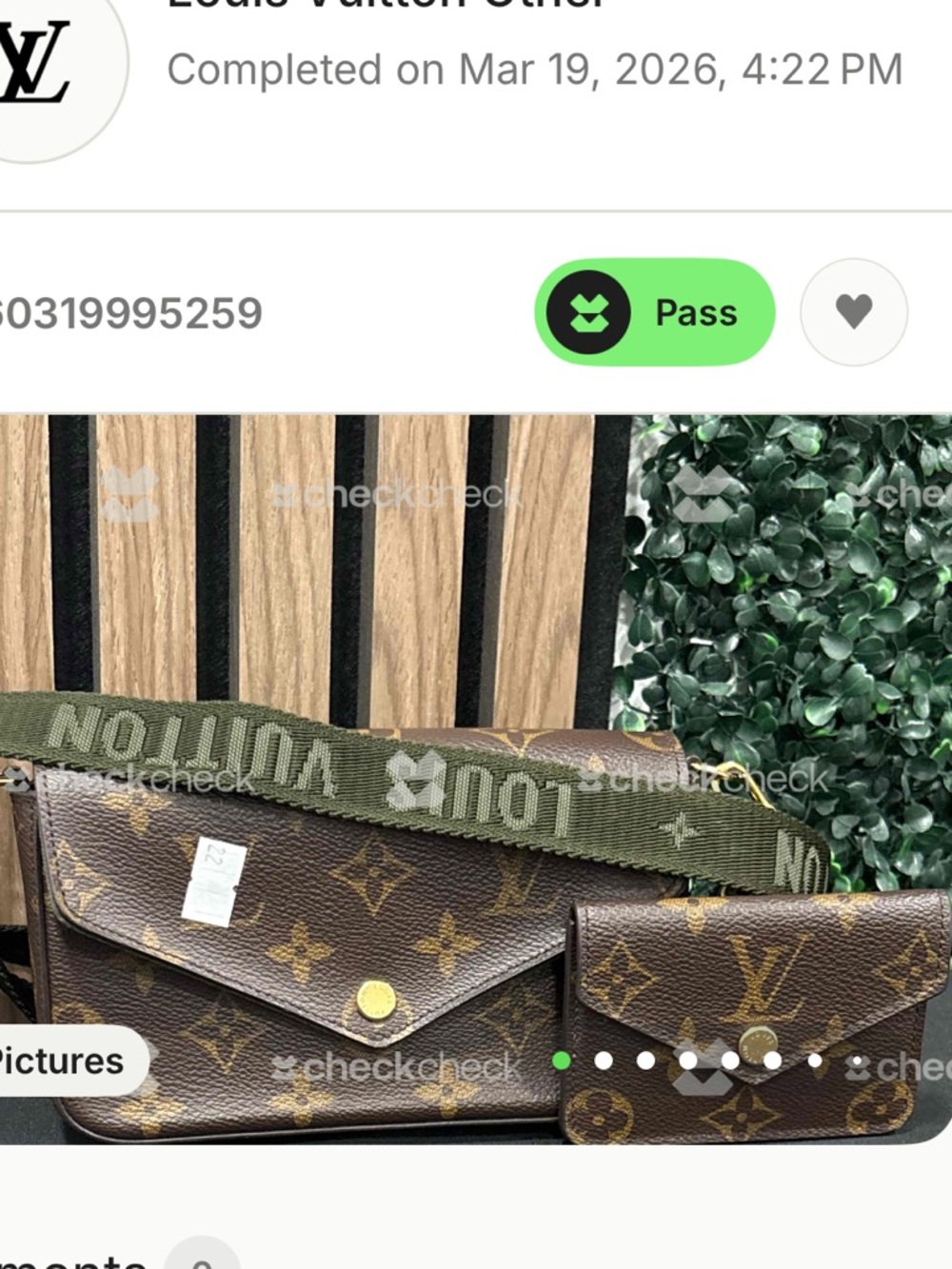 Louis Vuitton Monogram felicie pochette green strap & go w/ mini wallet with COA - Picture 15 of 15